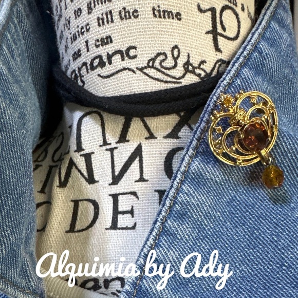 VINTAGE ART DECO BROOCH BLACK CORD PENDANT NECKLACE - Picture 3 of 3